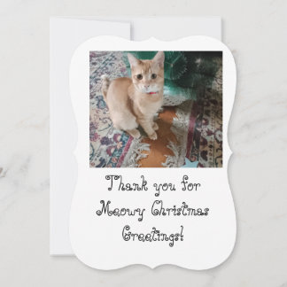 Cat Photo Text Customize Greeting Christmas Card