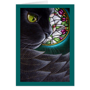 CAT PRETO do ANJO - cartão da JANELA de VITRAL 4