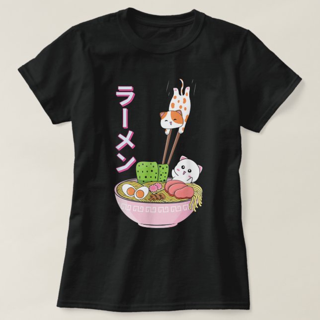 Cat Ramen Camisa Meninas Mulheres Homens Japoneses (Frente do Design)