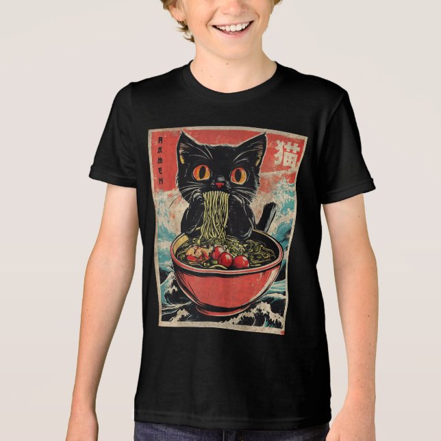Cat Ramen Japonês Engraçado Gráfico Kawaii Anime G (Frente)