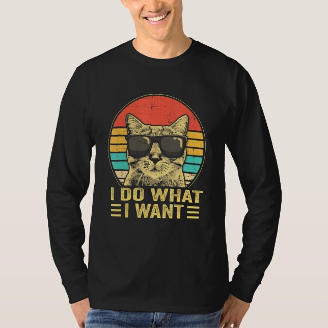 Cat Retro 80s 90s Camisa Gato Engraçado Eu faço o  (Frente)