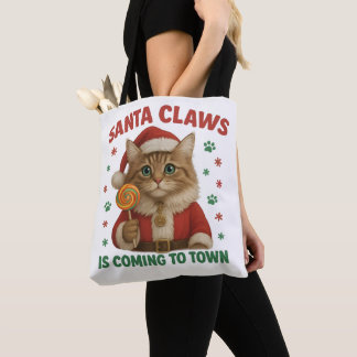 Cat Santa Claws Tote