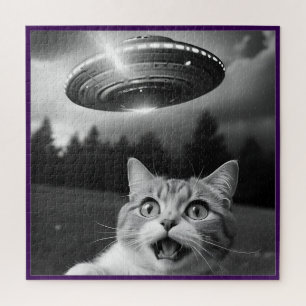 Cat Selfie UFO Jigsera Quebra-cabeça Whimsical