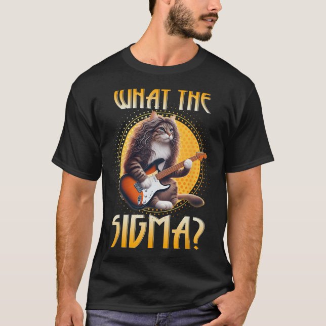 Cat Sigma Camisa Engraçada Sigma Brainrot Meme Riz (Frente)