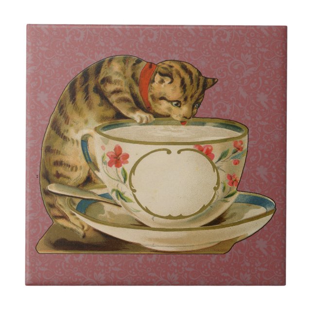 Cat Teacup Cute Vintage Victorian (Frente)