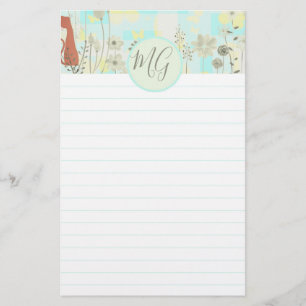 Cat Themed - Letra Escrevendo Papel de Carta MONOG