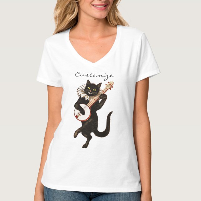 Cat tocando camiseta Banjo Thunder_Cove (Frente)