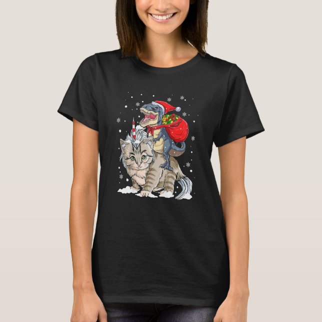 Cat Unicorn Camisa de Natal T Rex Dinossaur Pajama (Frente)