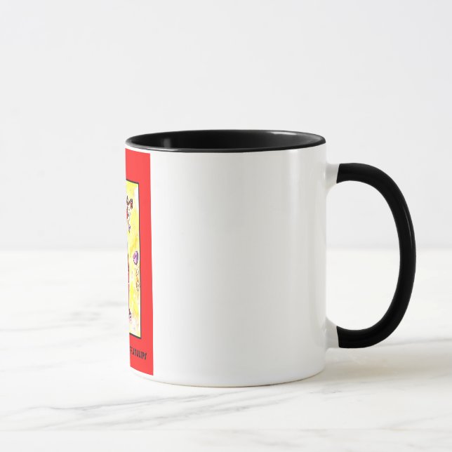 "CAT VERMELHO E TULIPAS ROXAS" 11 onças. CANECA DE (Direita)