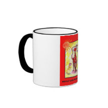 "CAT VERMELHO E TULIPAS ROXAS" 11 onças. CANECA DE