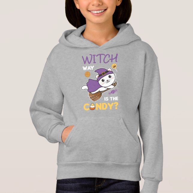 Cat Witch Witch Way Is The Candy Happy Halloween (Frente)