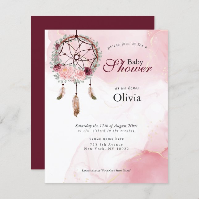 Catador de Sonhos Russos Rosa de Chá de fraldas Or (Frente/Verso)