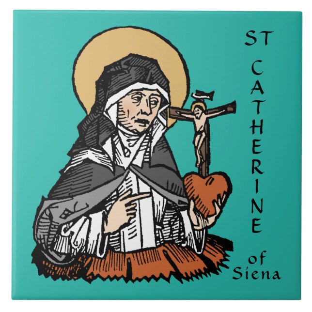 Catarina de Siena com Coração Crucifixo (Frente)