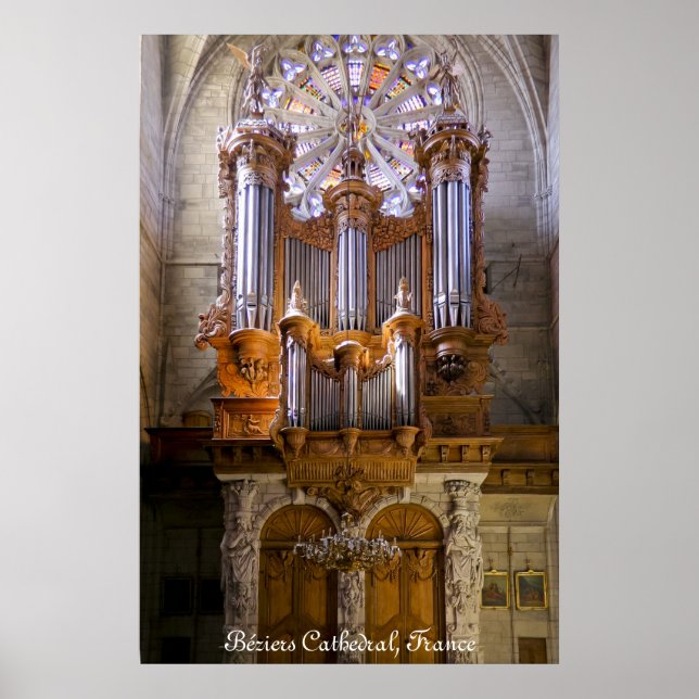 Catedral de Béziers, França, poster de órgãos com  (Frente)
