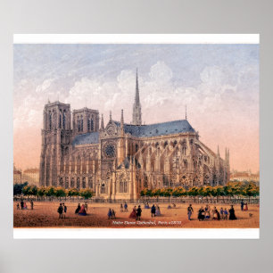 Catedral de Notre Dame, 1870, impressão de Paris,