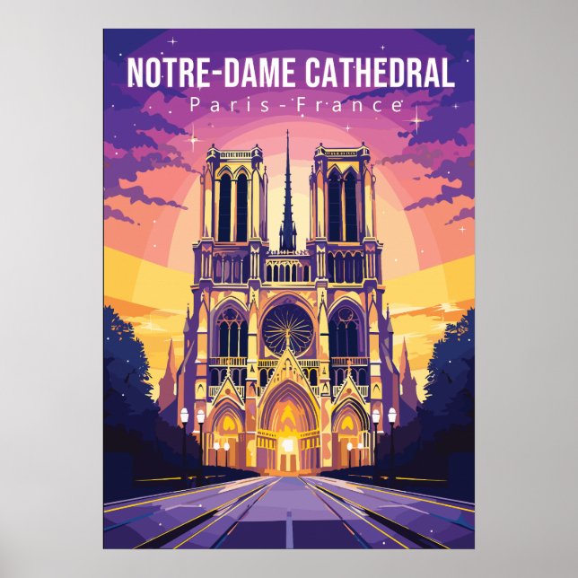 Catedral de Notre-Dame, poster de viagem (Frente)