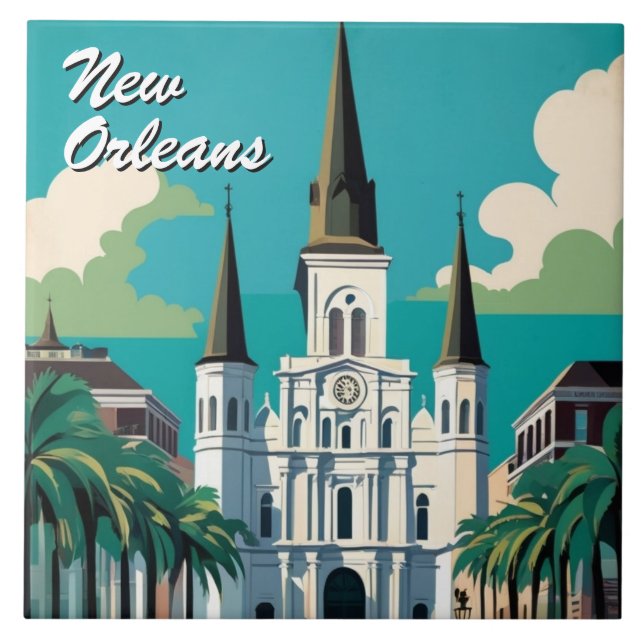Catedral de St Louis de Nova Orleans Azul Turquesa (Frente)