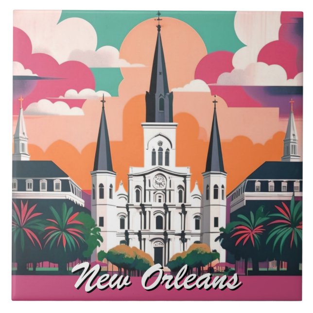 Catedral de St Louis de Nova Orleans Céu Vibrante (Frente)