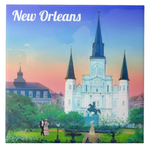 Catedral de St Louis em New Orleans ao pôr do sol