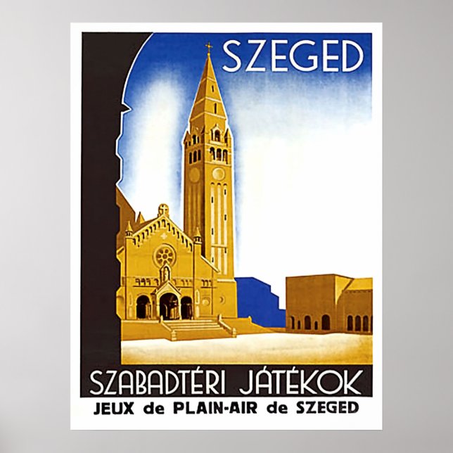 Catedral de Szeged, Hungria, poster de viagens vin (Frente)