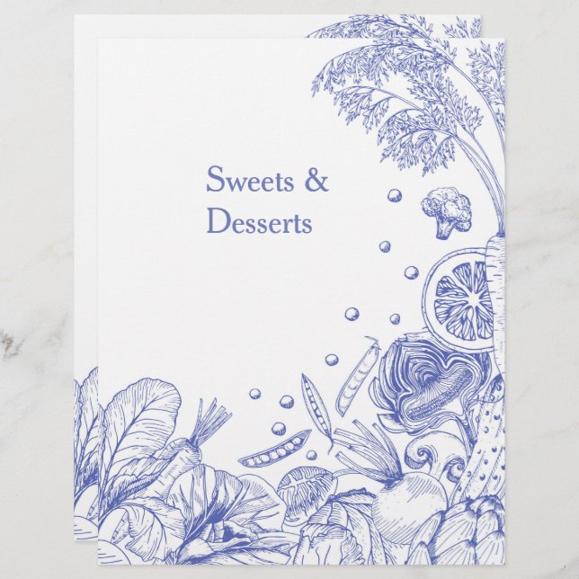 Categoria de Receita de Vegetais Azuis Desenhados  (Frente/Verso)