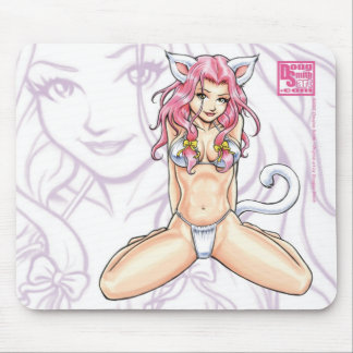Catgirl de cabelo cor-de-rosa Mousepad
