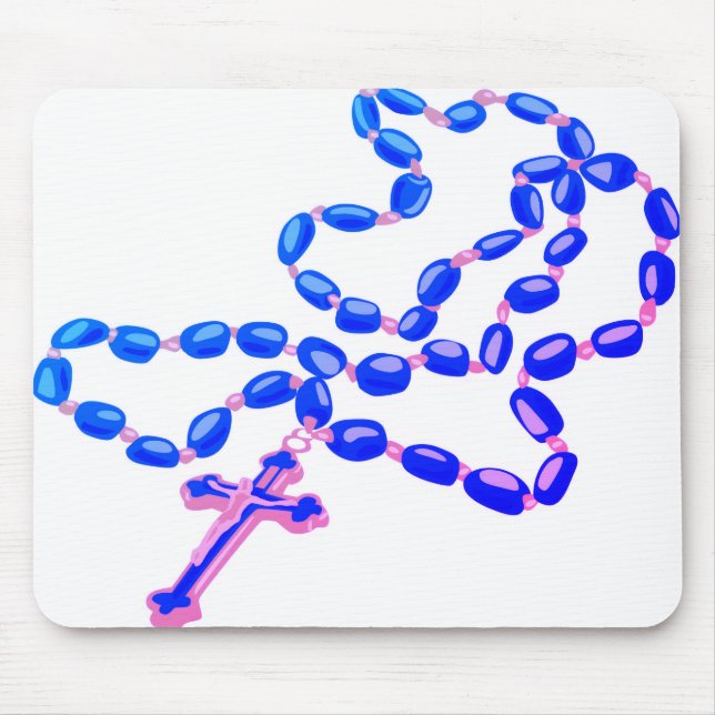 Catholic Mouse Pad White with Beautiful Rosary (Frente)