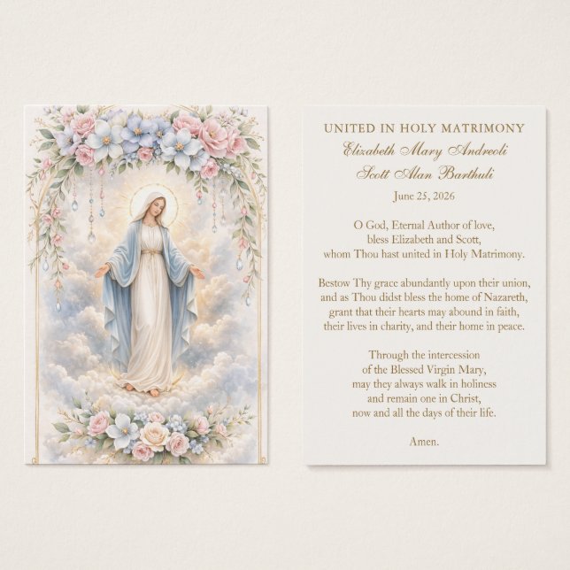 Catholic Wedding Prayer – Our Lady of Grace (Frente & Verso)