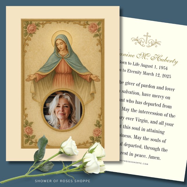Católica Mary Funeral Prayer Memorial Card (Criador carregado)