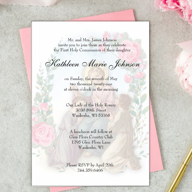 Católico Primeira Comunhão Tradicional Convite (Criador carregado)