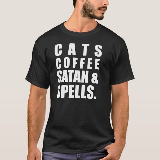 Cats Coffe Satan & Spells Camiseta