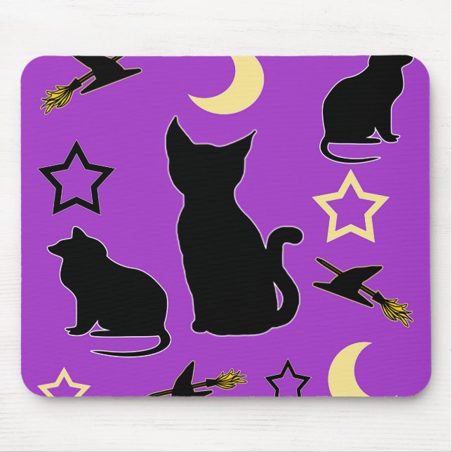 Cats e Chapéus de Bruxa Mouse Pad (Frente)