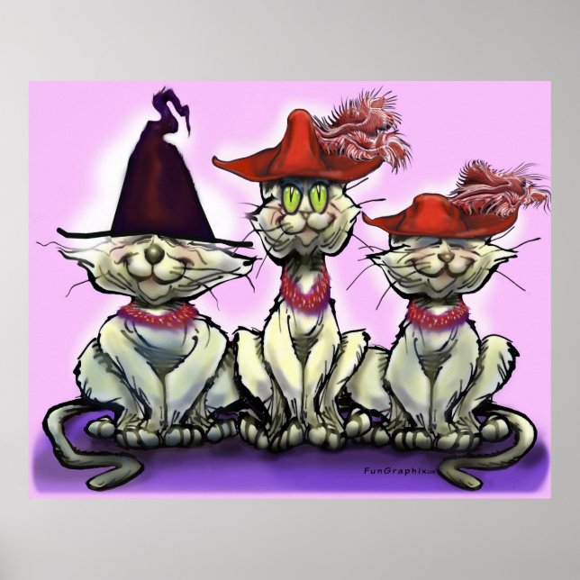 Cats in Funny Hats Poster (Frente)