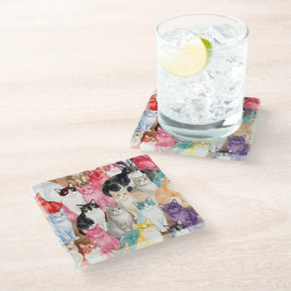 Cats in Multicolour coaster