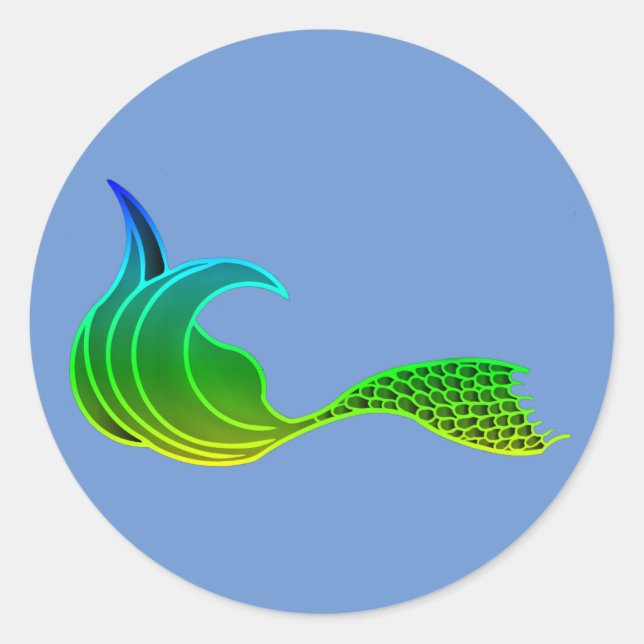 Cauda de sereia em tons verdes adesivos (Frente)