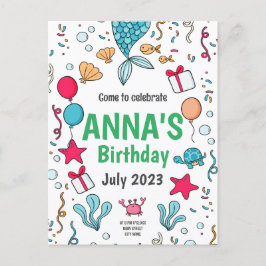 Cauda de Sereia Fofa, Convite de Aniversário de Se