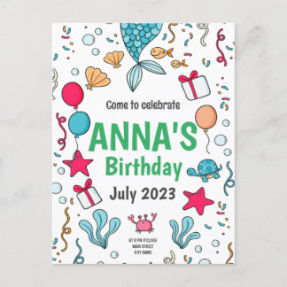 Cauda de Sereia Fofa, Convite de Aniversário de Se