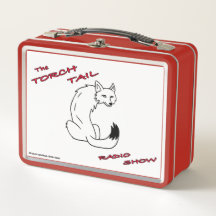 Cauda e coiote saltante em um almoço de metal verm