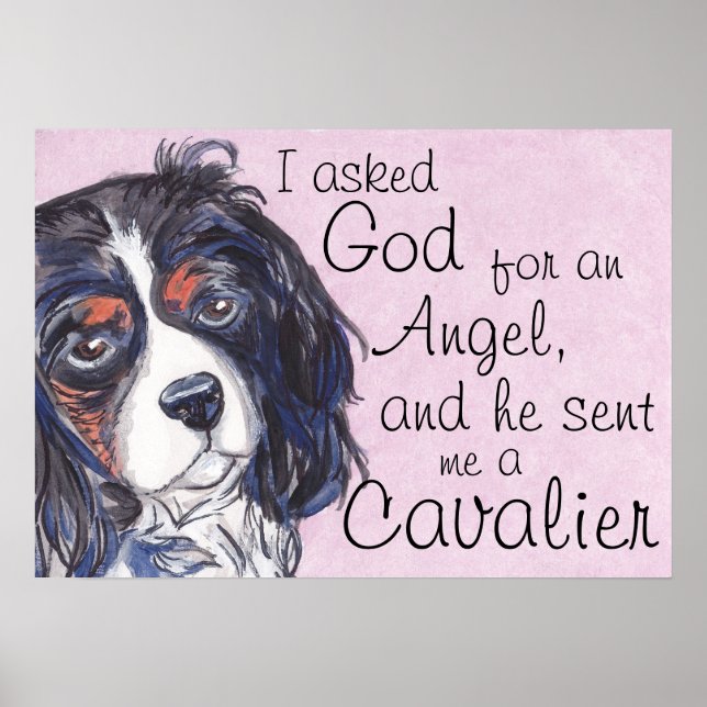 cavaleiro carles spaniel tricolor art poster (Frente)