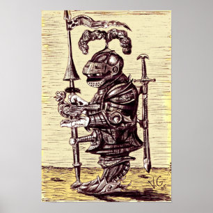 Cavaleiro com o poster da arte da pomba