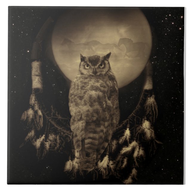 Cavaleiro de Sonho Americano com Coruja e Cavalos (Frente)