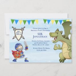 Cavaleiro Em Convite de aniversário De Dragão Arma