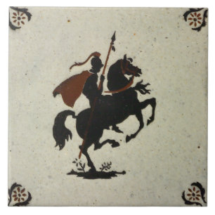 Cavaleiro em um cavalo Vintage azulejos do Brown D