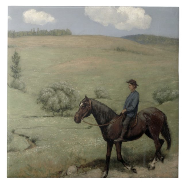 Cavaleiro em uma paisagem, 1894 (óleo a bordo) (Frente)