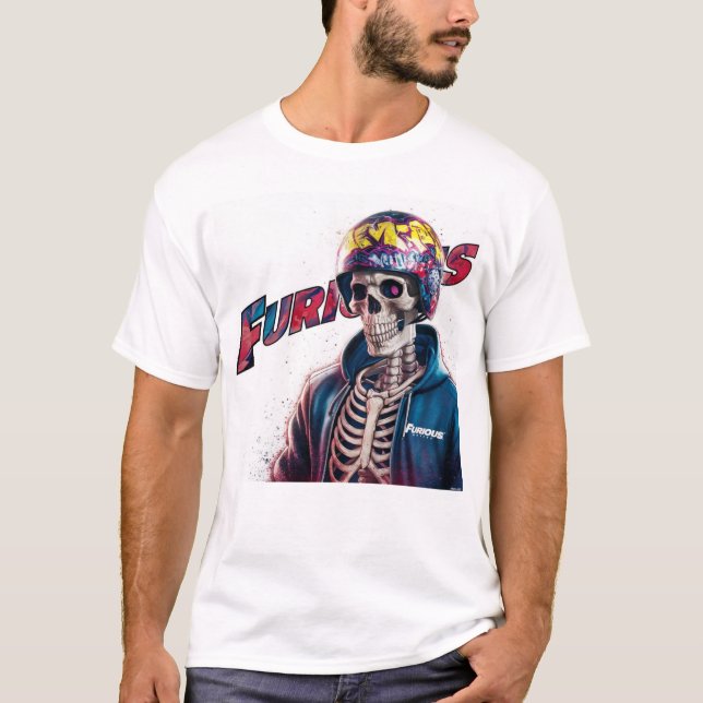 Cavaleiro Furioso: Camisa de Arte Edgy Skeleton Bi (Frente)