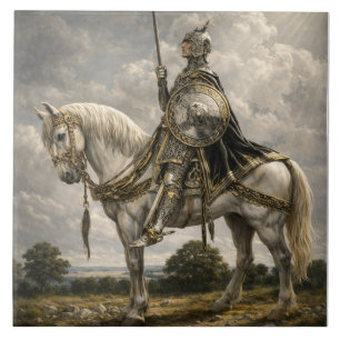 Cavaleiro Medieval a Cavalo Arte de Fantasia Retro