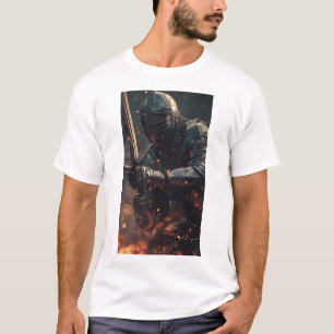 Cavaleiro Medieval em Ação Fantasia Camisa Gráfica