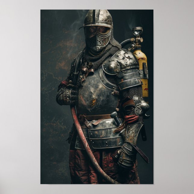 Cavaleiro Medieval em Armor Poster (Frente)