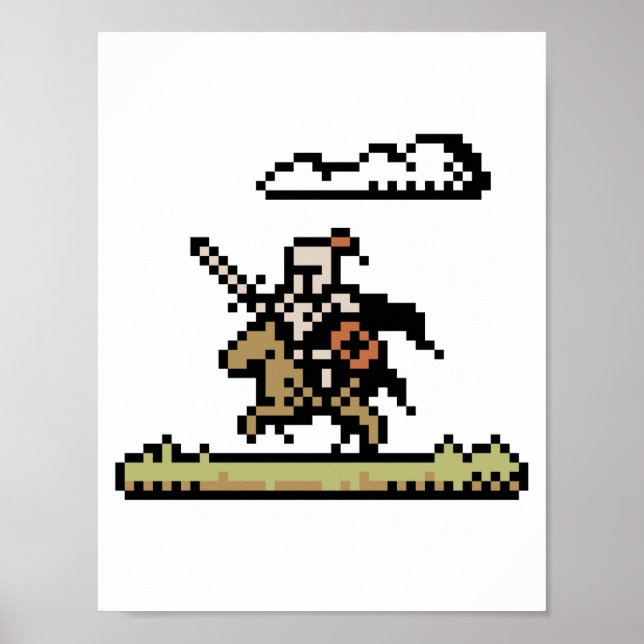 Cavaleiro Na Poster De Arte De Pixel Horseback De  (Frente)