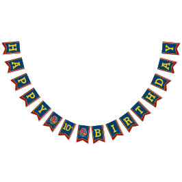 Cavaleiros bandeiras medievais do Feliz Aniversári